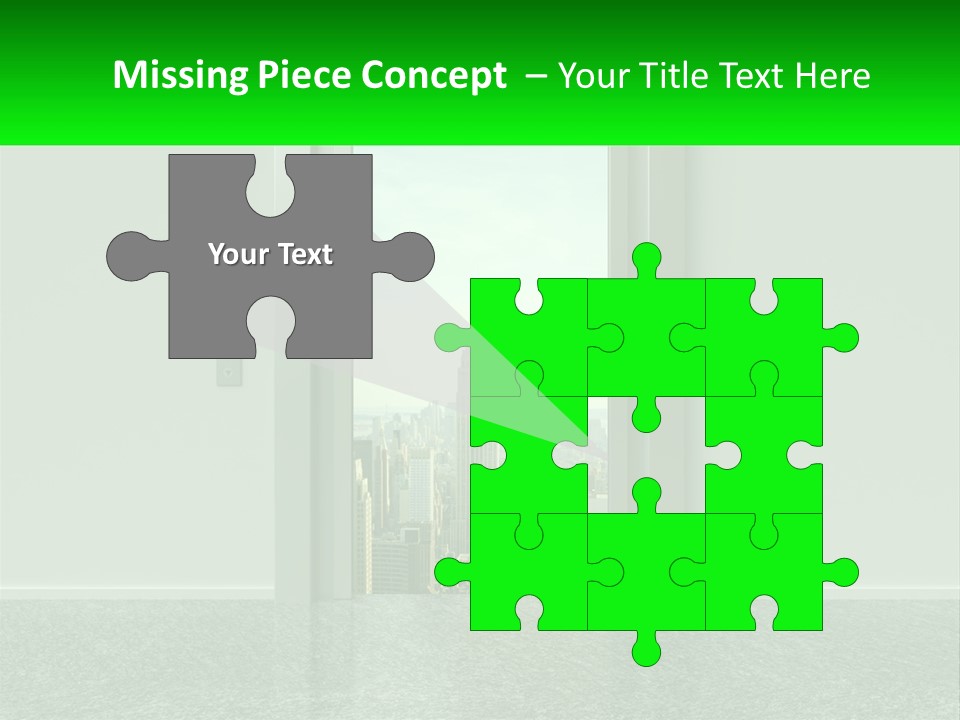 An Open Door Leading To A Large City PowerPoint Template