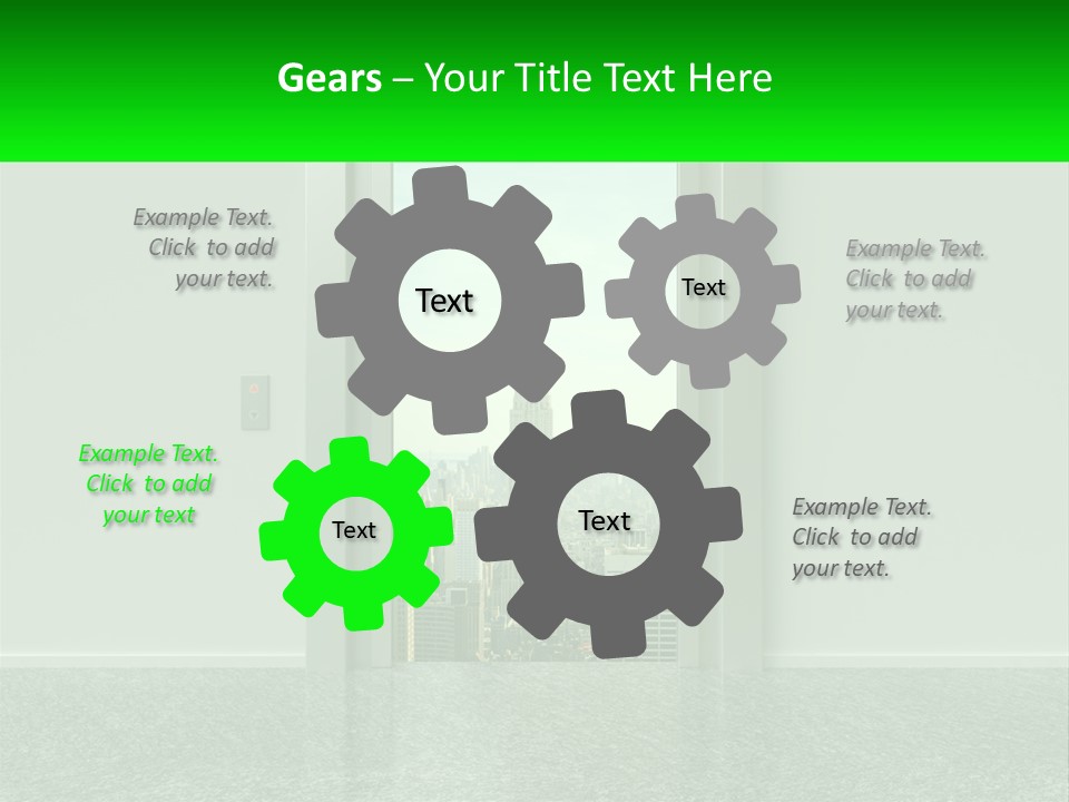An Open Door Leading To A Large City PowerPoint Template