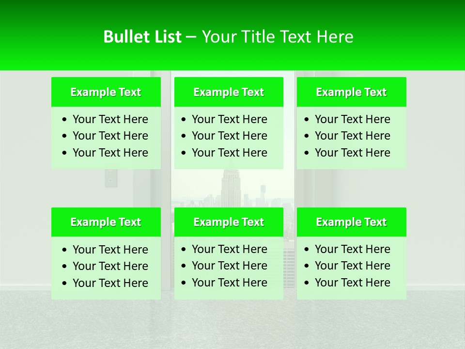 An Open Door Leading To A Large City PowerPoint Template
