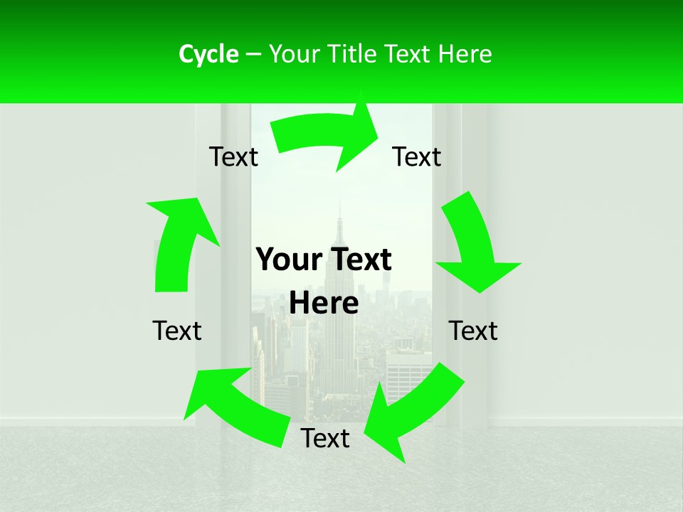 An Open Door Leading To A Large City PowerPoint Template