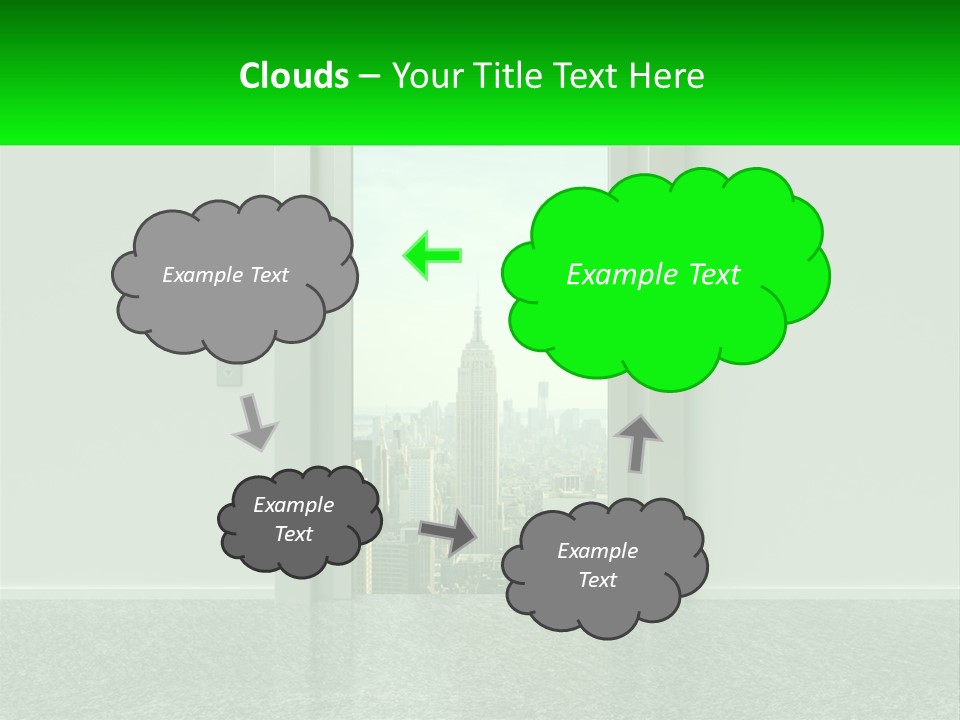 An Open Door Leading To A Large City PowerPoint Template