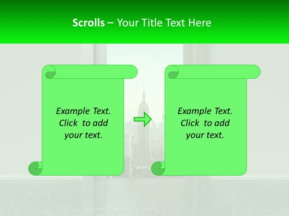 An Open Door Leading To A Large City PowerPoint Template