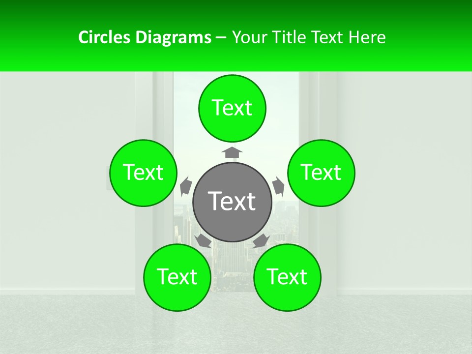 An Open Door Leading To A Large City PowerPoint Template