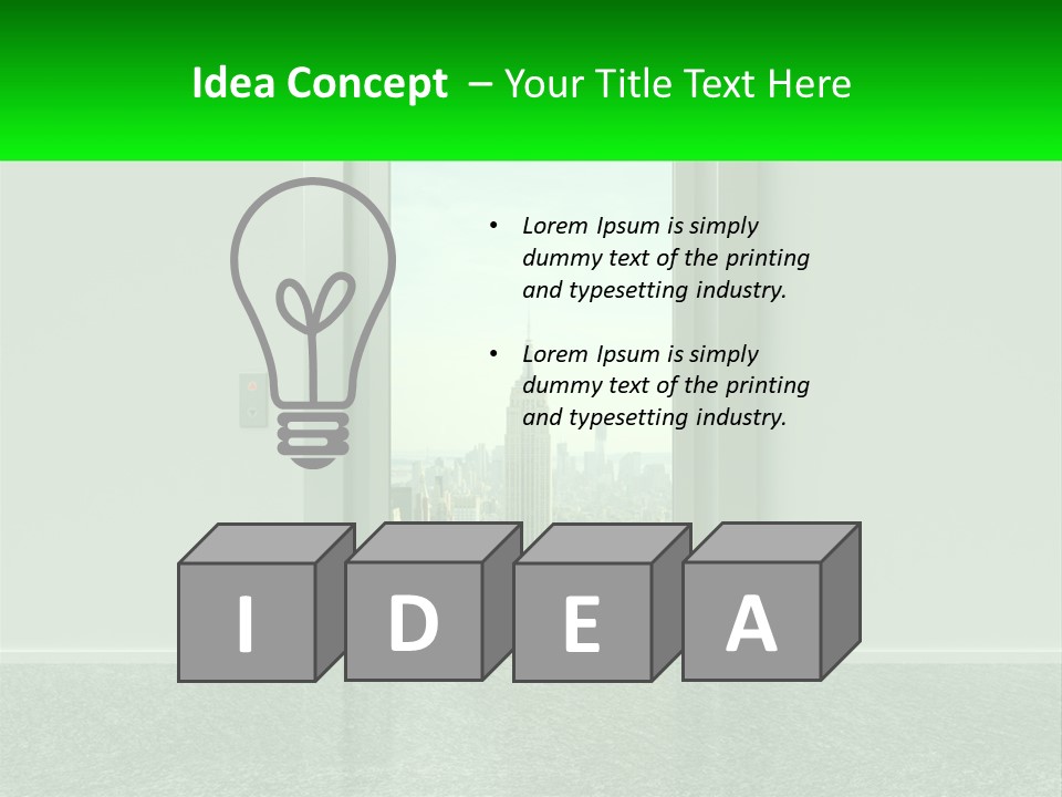 An Open Door Leading To A Large City PowerPoint Template