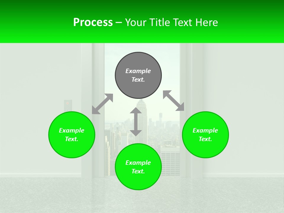 An Open Door Leading To A Large City PowerPoint Template