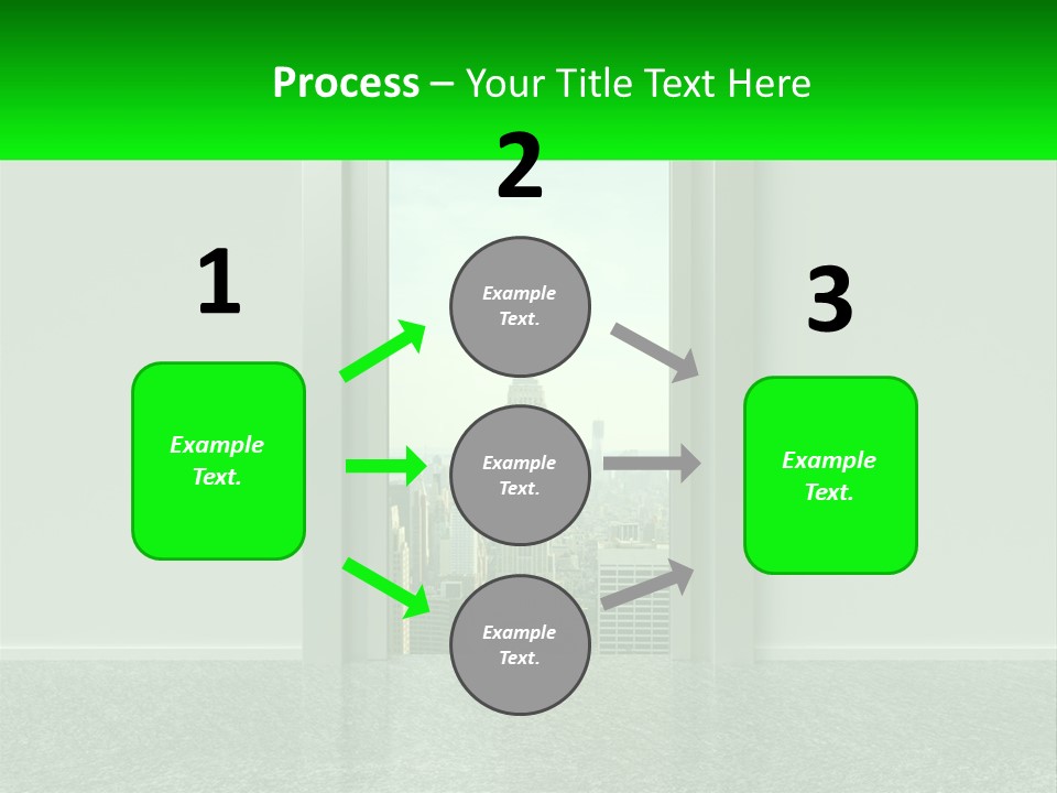 An Open Door Leading To A Large City PowerPoint Template