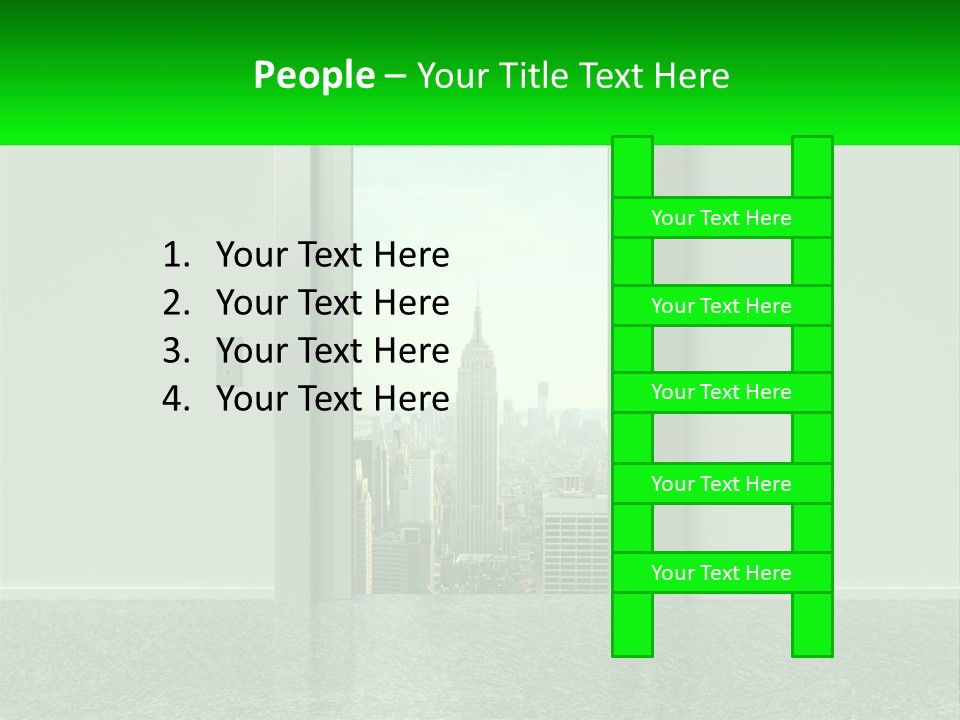 An Open Door Leading To A Large City PowerPoint Template