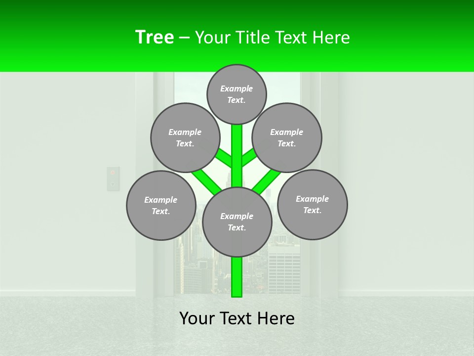An Open Door Leading To A Large City PowerPoint Template