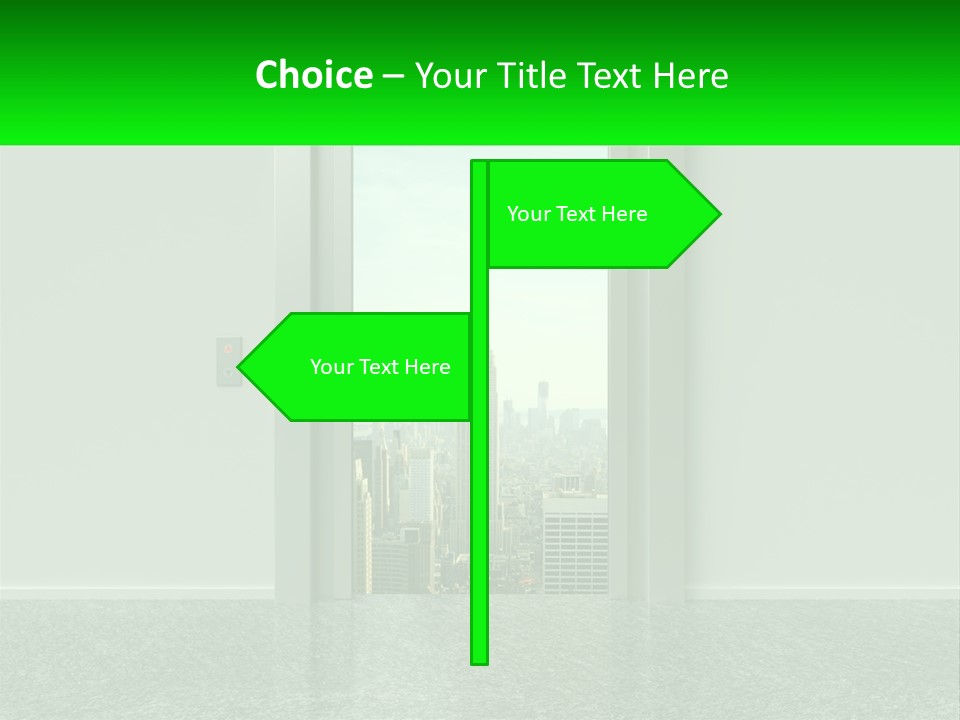 An Open Door Leading To A Large City PowerPoint Template
