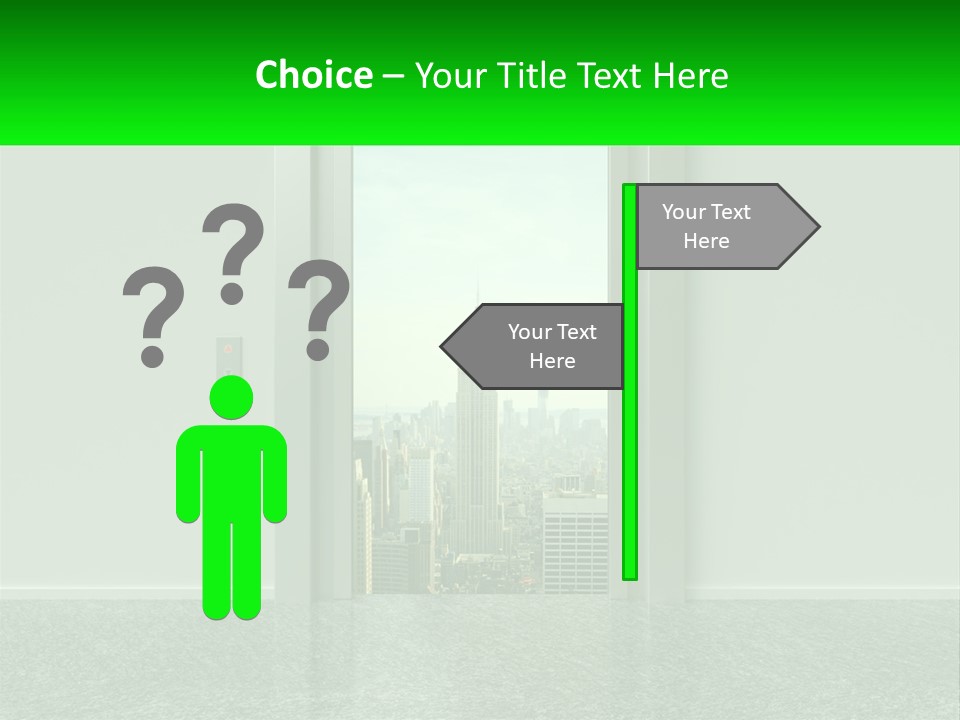 An Open Door Leading To A Large City PowerPoint Template