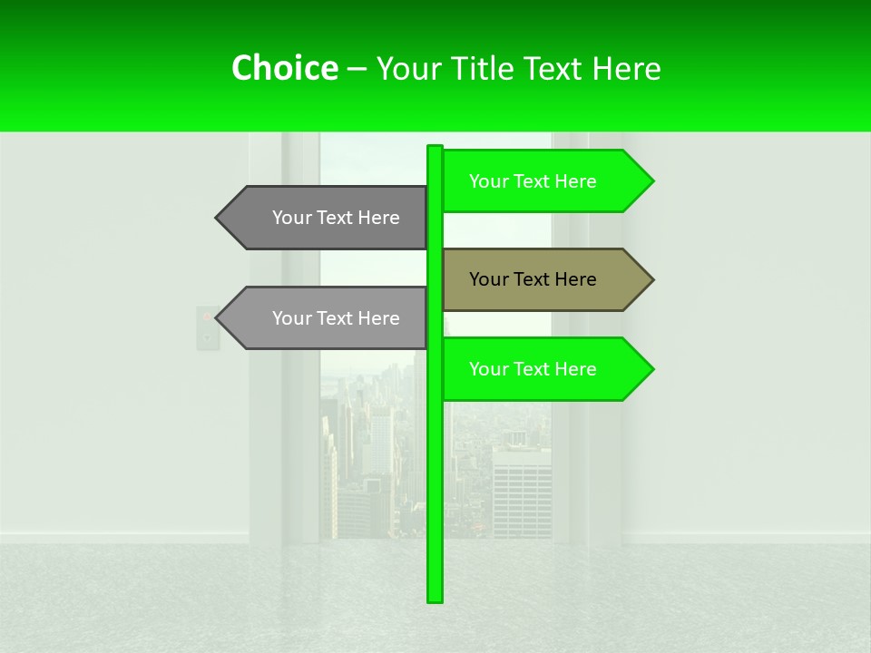An Open Door Leading To A Large City PowerPoint Template