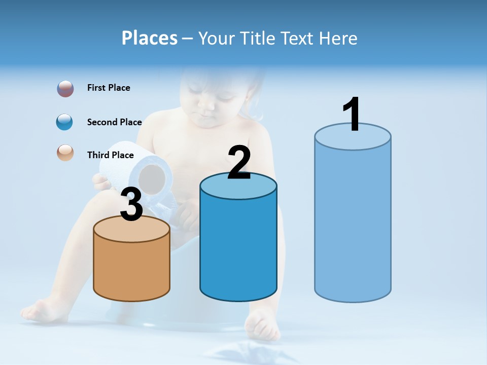 A Baby Sitting On A Blue Potty With A Roll Of Toilet Paper PowerPoint Template