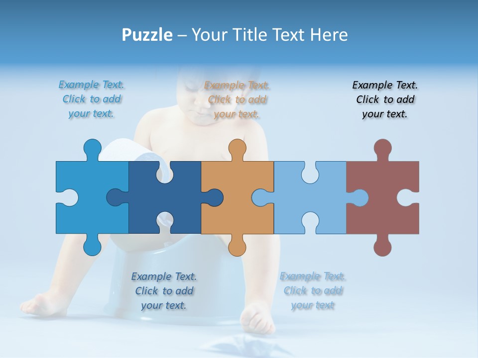 A Baby Sitting On A Blue Potty With A Roll Of Toilet Paper PowerPoint Template