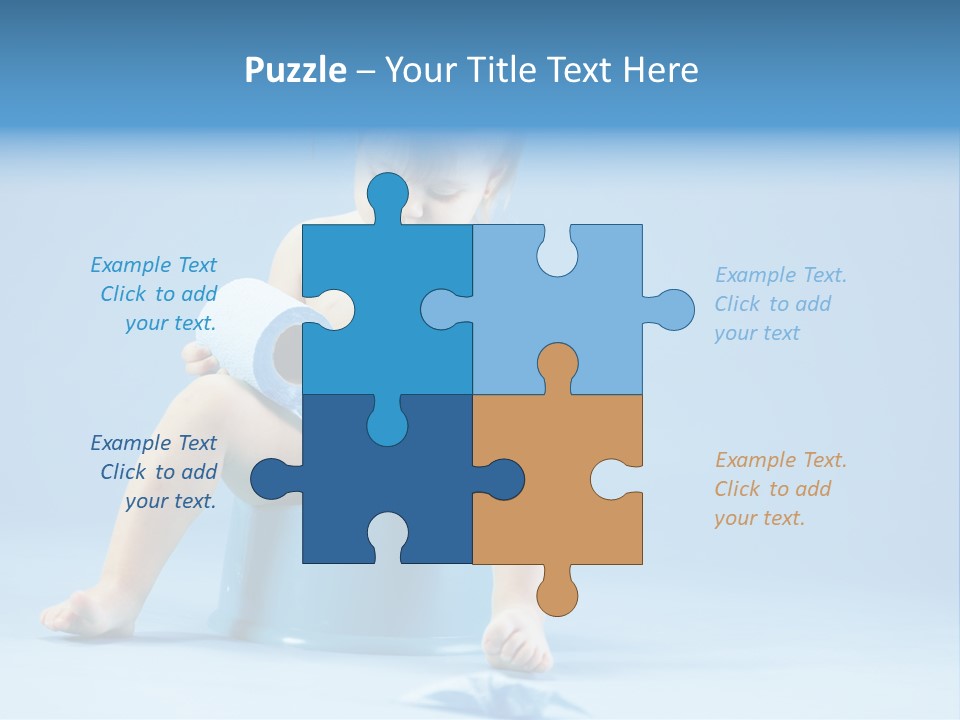 A Baby Sitting On A Blue Potty With A Roll Of Toilet Paper PowerPoint Template