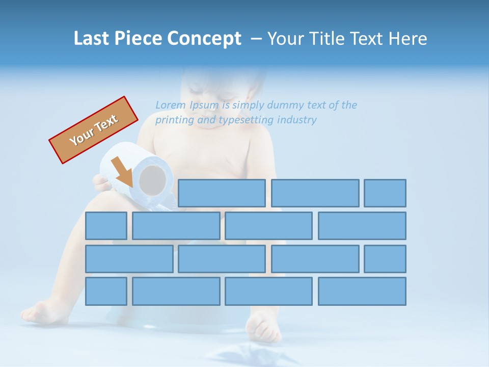 A Baby Sitting On A Blue Potty With A Roll Of Toilet Paper PowerPoint Template