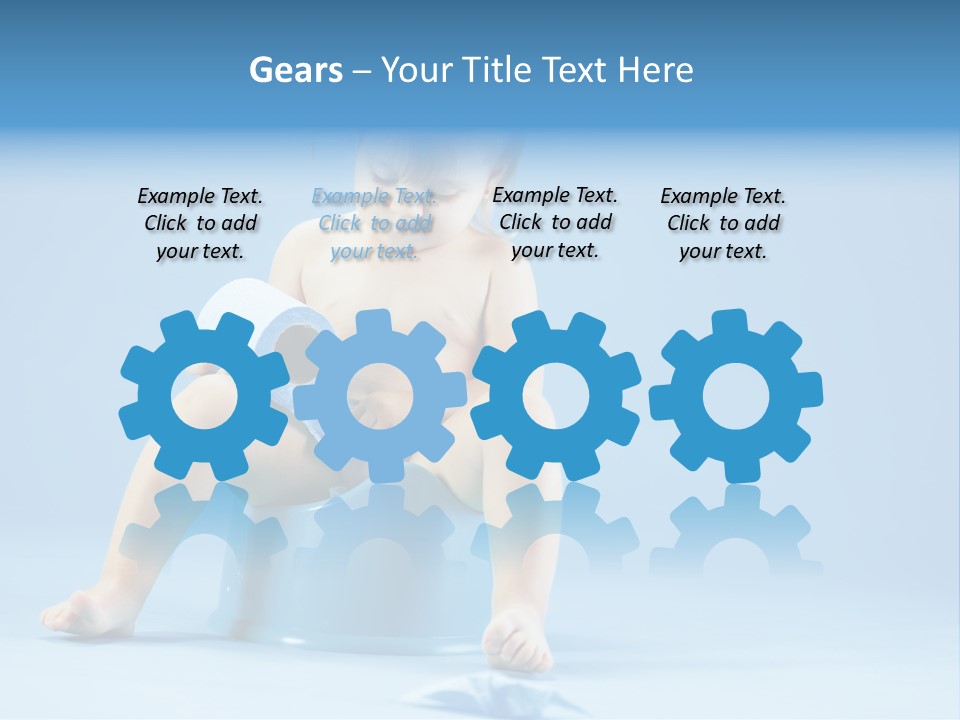 A Baby Sitting On A Blue Potty With A Roll Of Toilet Paper PowerPoint Template