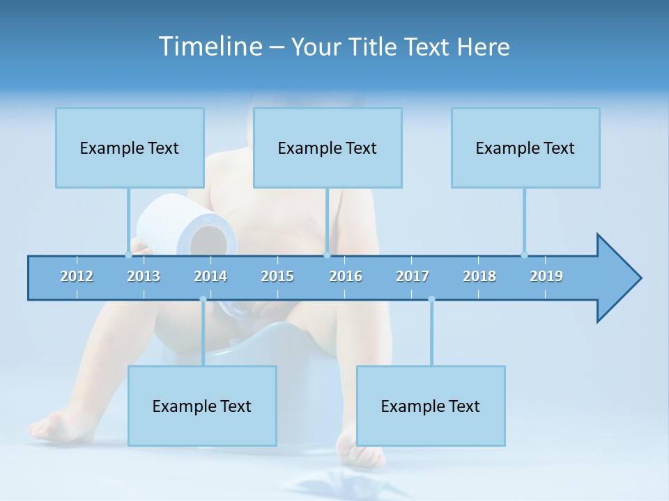 A Baby Sitting On A Blue Potty With A Roll Of Toilet Paper PowerPoint Template