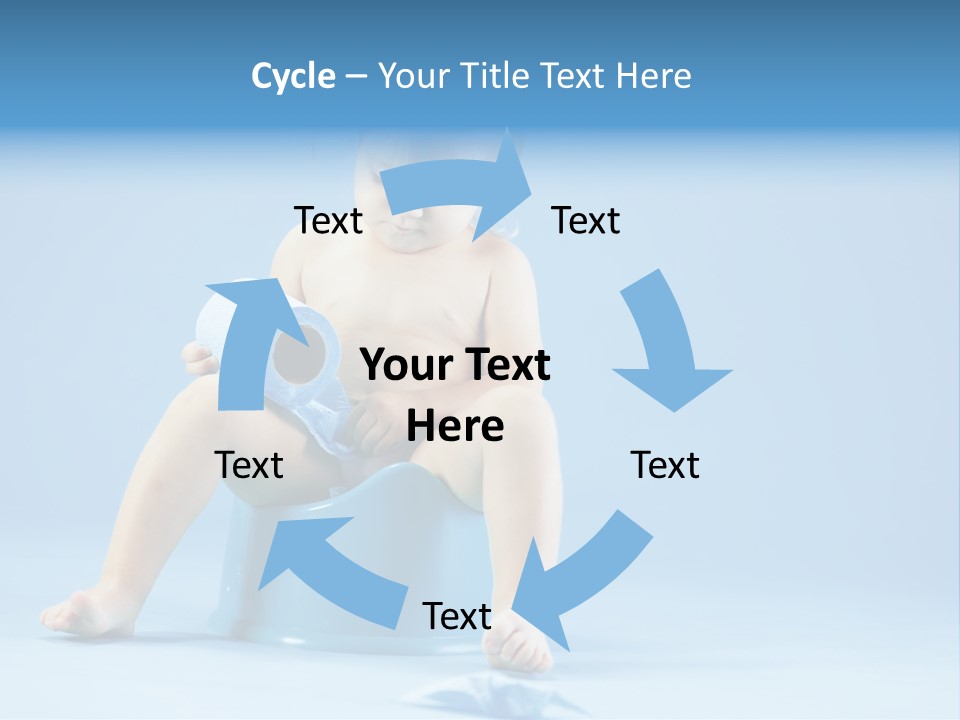 A Baby Sitting On A Blue Potty With A Roll Of Toilet Paper PowerPoint Template