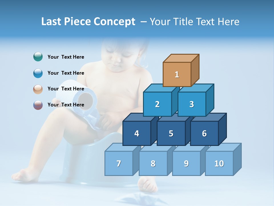A Baby Sitting On A Blue Potty With A Roll Of Toilet Paper PowerPoint Template