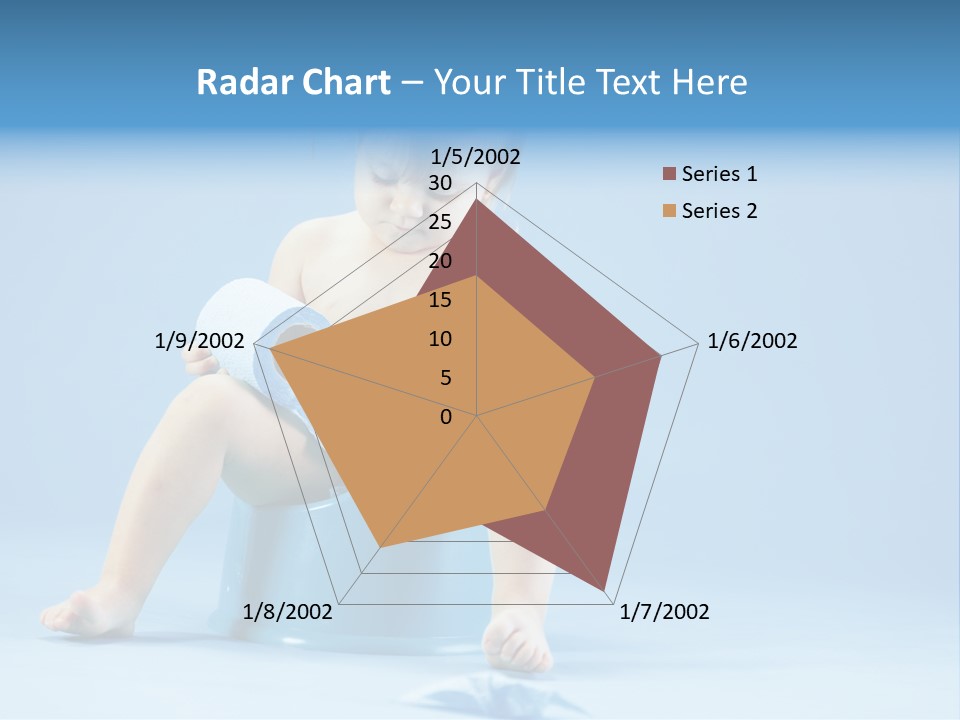 A Baby Sitting On A Blue Potty With A Roll Of Toilet Paper PowerPoint Template