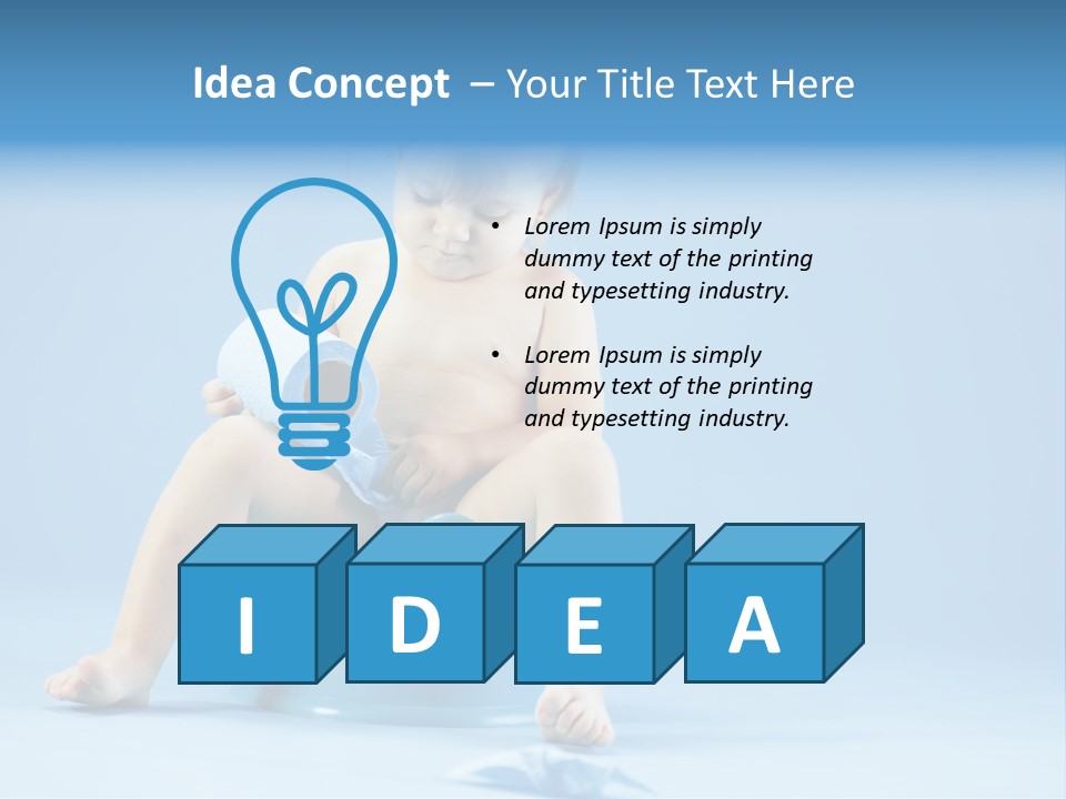 A Baby Sitting On A Blue Potty With A Roll Of Toilet Paper PowerPoint Template