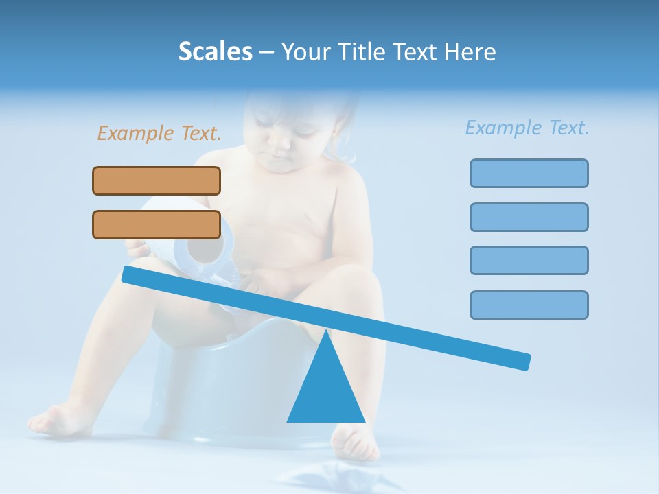 A Baby Sitting On A Blue Potty With A Roll Of Toilet Paper PowerPoint Template