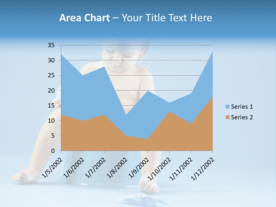 A Baby Sitting On A Blue Potty With A Roll Of Toilet Paper PowerPoint Template