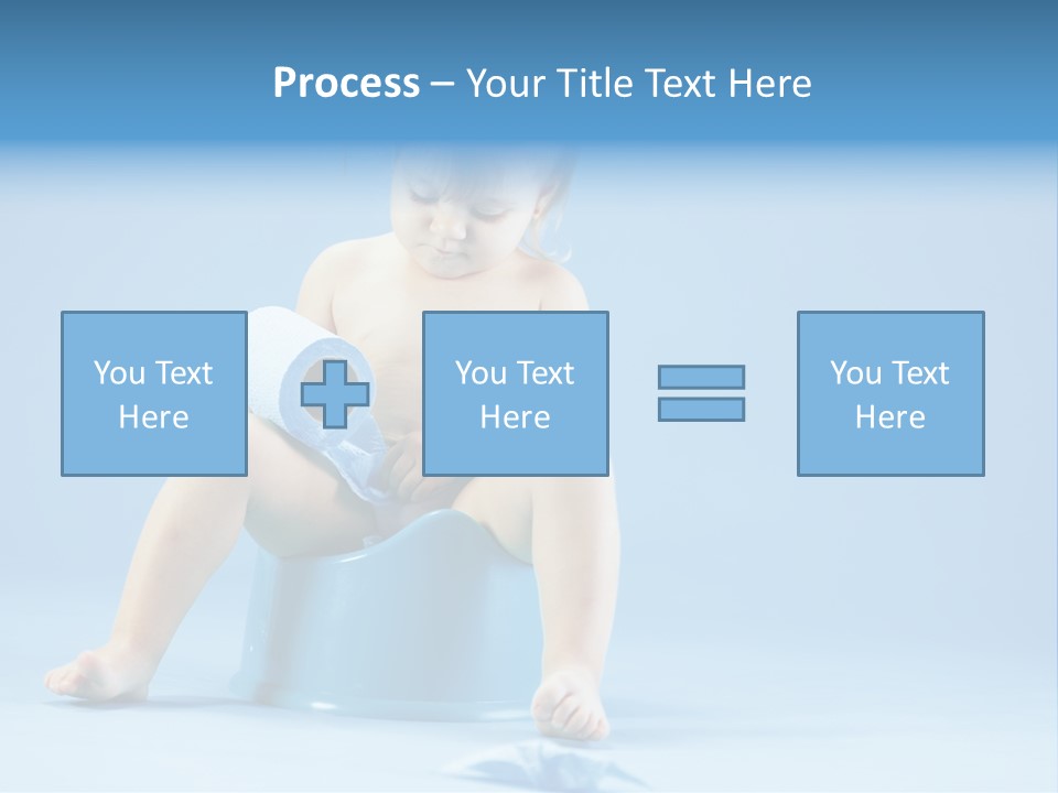 A Baby Sitting On A Blue Potty With A Roll Of Toilet Paper PowerPoint Template
