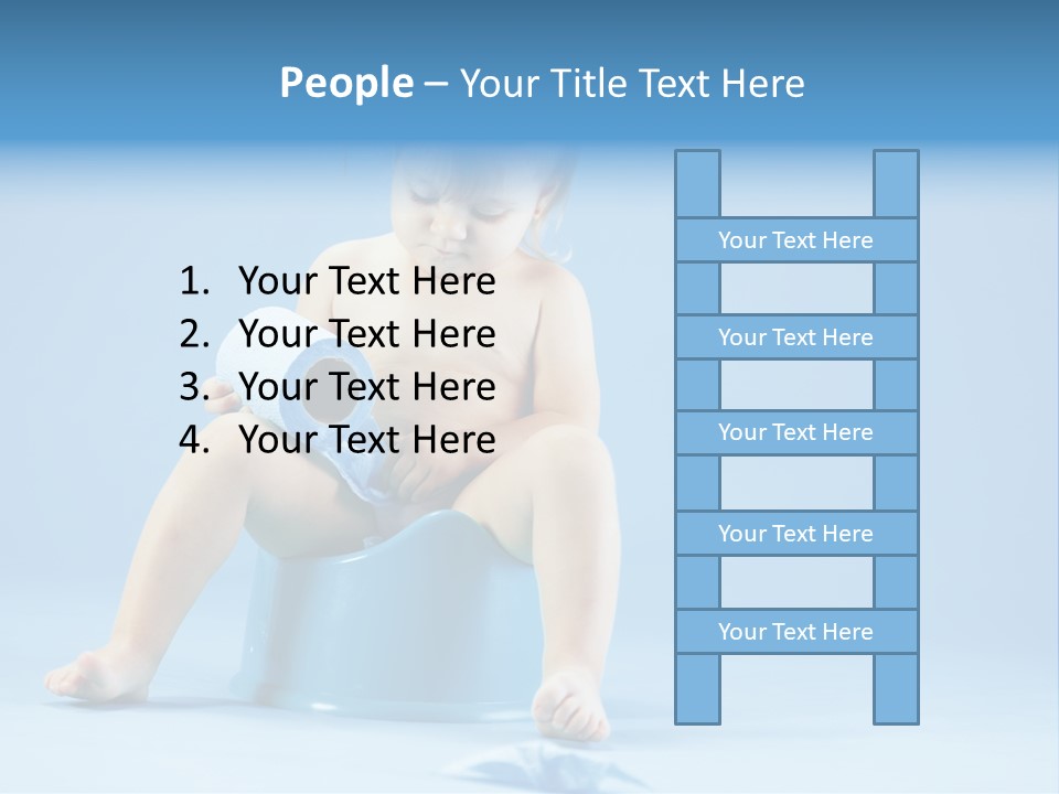 A Baby Sitting On A Blue Potty With A Roll Of Toilet Paper PowerPoint Template