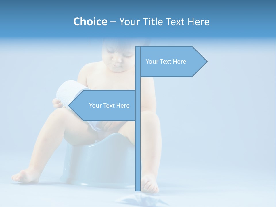 A Baby Sitting On A Blue Potty With A Roll Of Toilet Paper PowerPoint Template