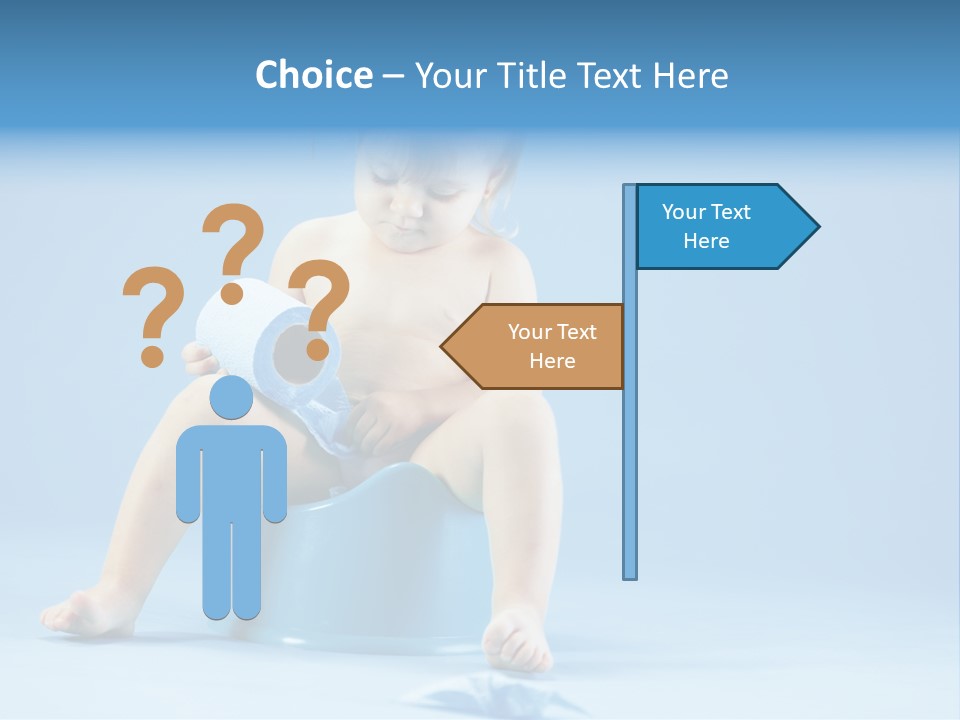 A Baby Sitting On A Blue Potty With A Roll Of Toilet Paper PowerPoint Template