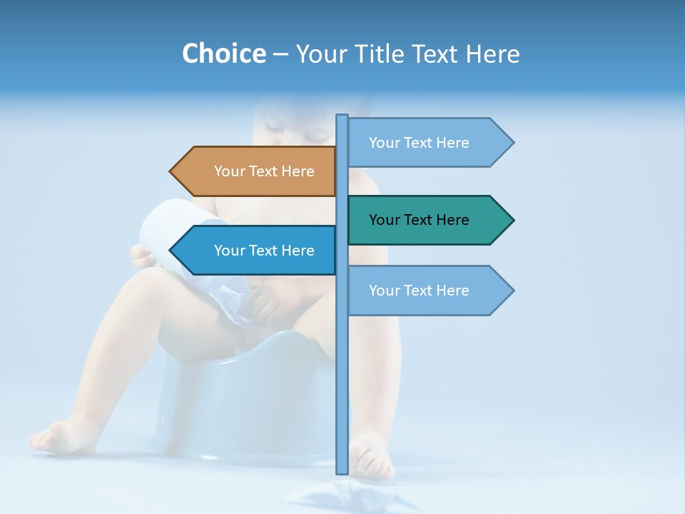 A Baby Sitting On A Blue Potty With A Roll Of Toilet Paper PowerPoint Template