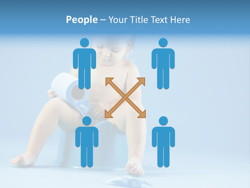 A Baby Sitting On A Blue Potty With A Roll Of Toilet Paper PowerPoint Template