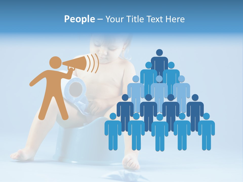 A Baby Sitting On A Blue Potty With A Roll Of Toilet Paper PowerPoint Template