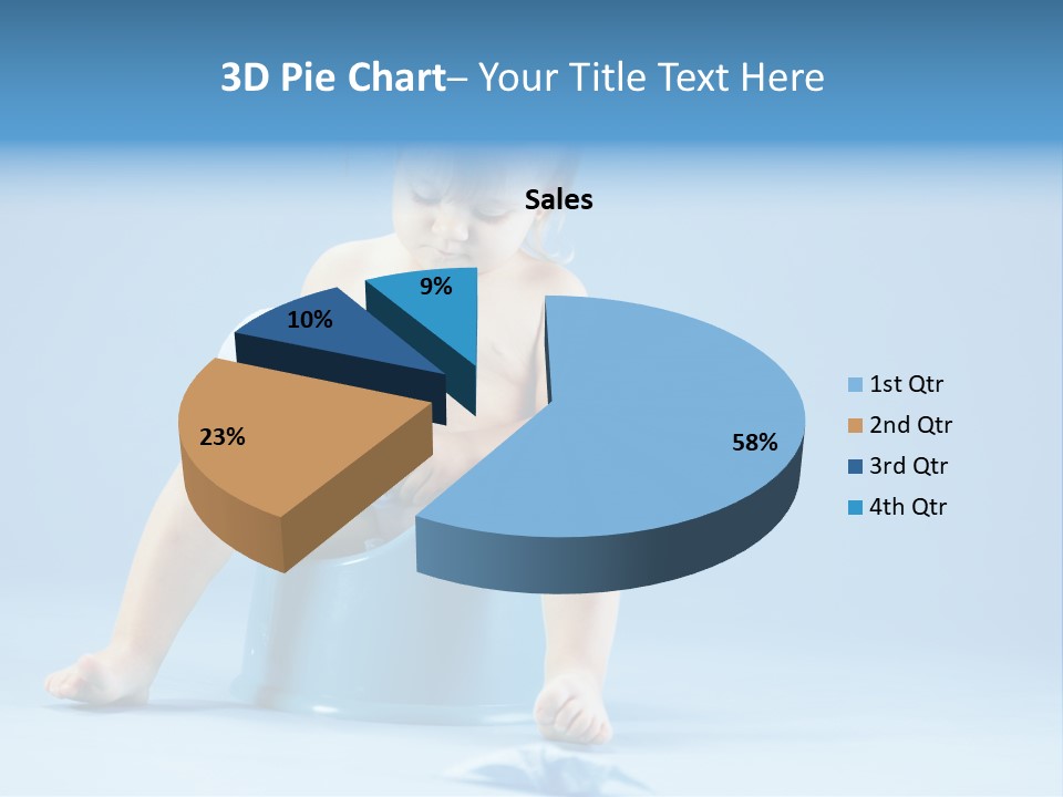 A Baby Sitting On A Blue Potty With A Roll Of Toilet Paper PowerPoint Template