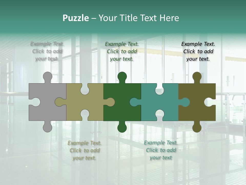 A Large Room With Glass Walls And A Metal Railing PowerPoint Template