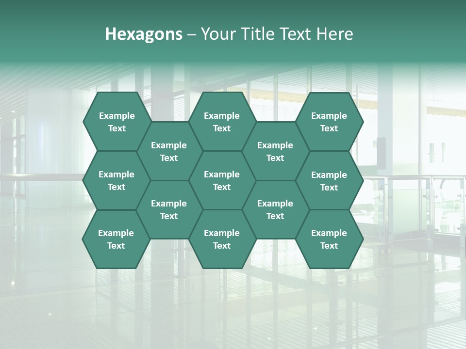 A Large Room With Glass Walls And A Metal Railing PowerPoint Template