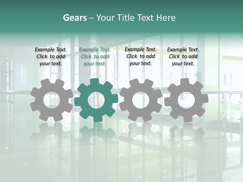 A Large Room With Glass Walls And A Metal Railing PowerPoint Template