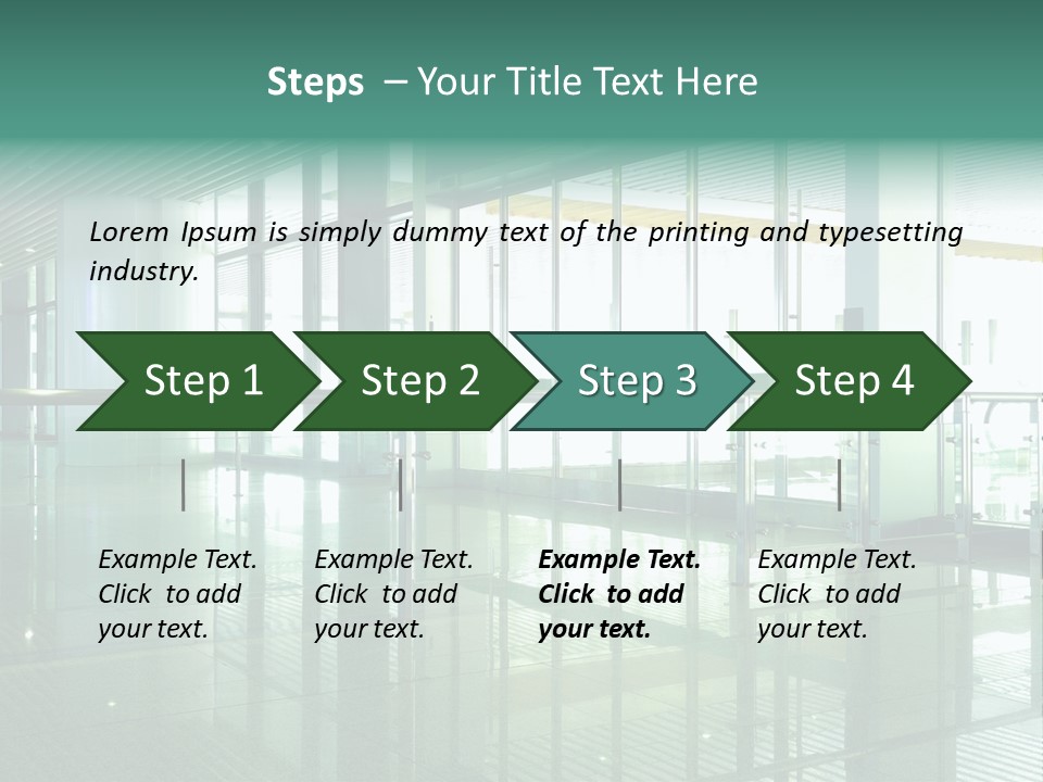 A Large Room With Glass Walls And A Metal Railing PowerPoint Template