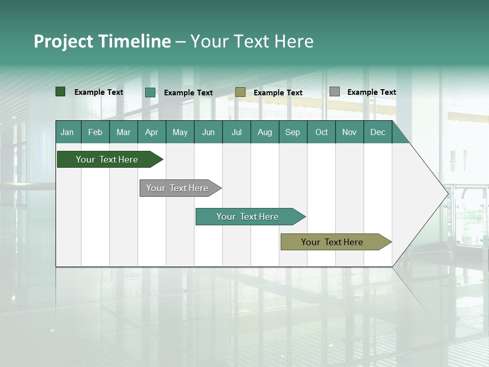 A Large Room With Glass Walls And A Metal Railing PowerPoint Template