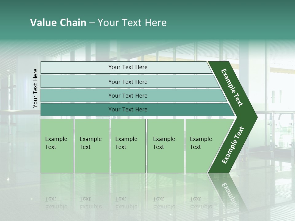 A Large Room With Glass Walls And A Metal Railing PowerPoint Template