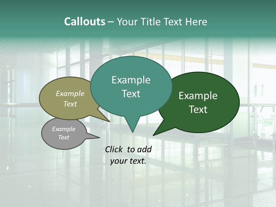 A Large Room With Glass Walls And A Metal Railing PowerPoint Template