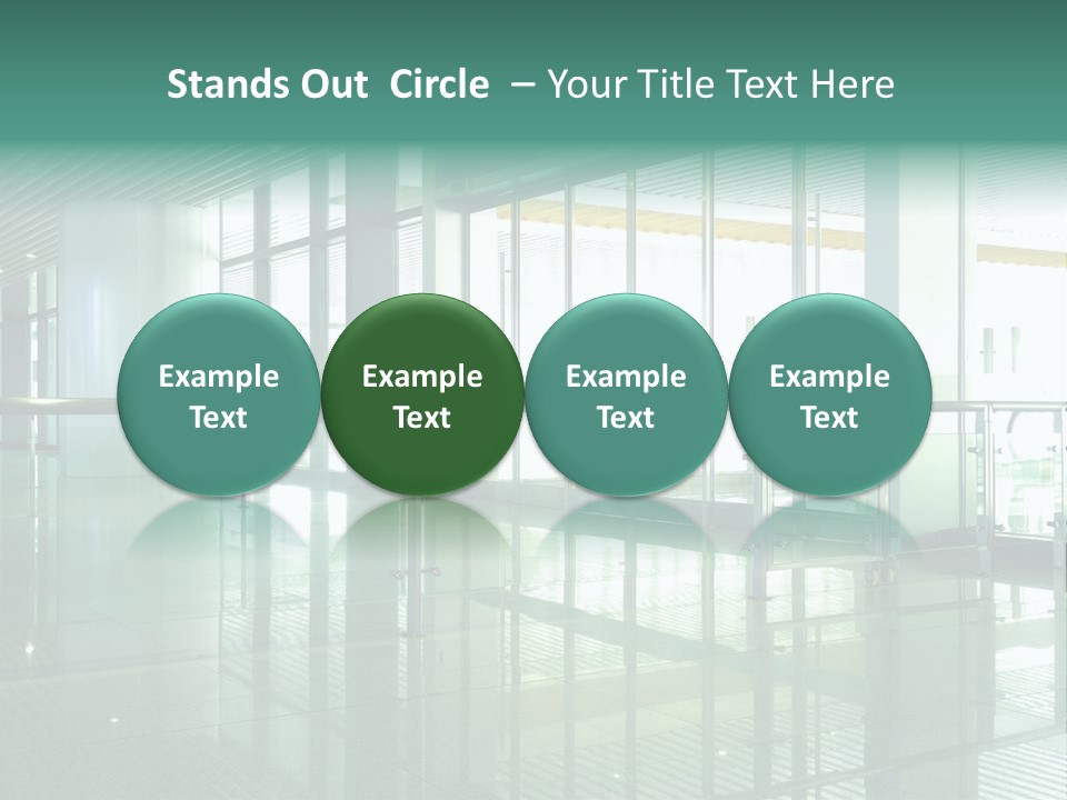 A Large Room With Glass Walls And A Metal Railing PowerPoint Template