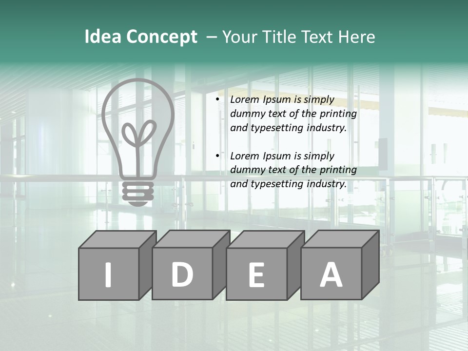 A Large Room With Glass Walls And A Metal Railing PowerPoint Template