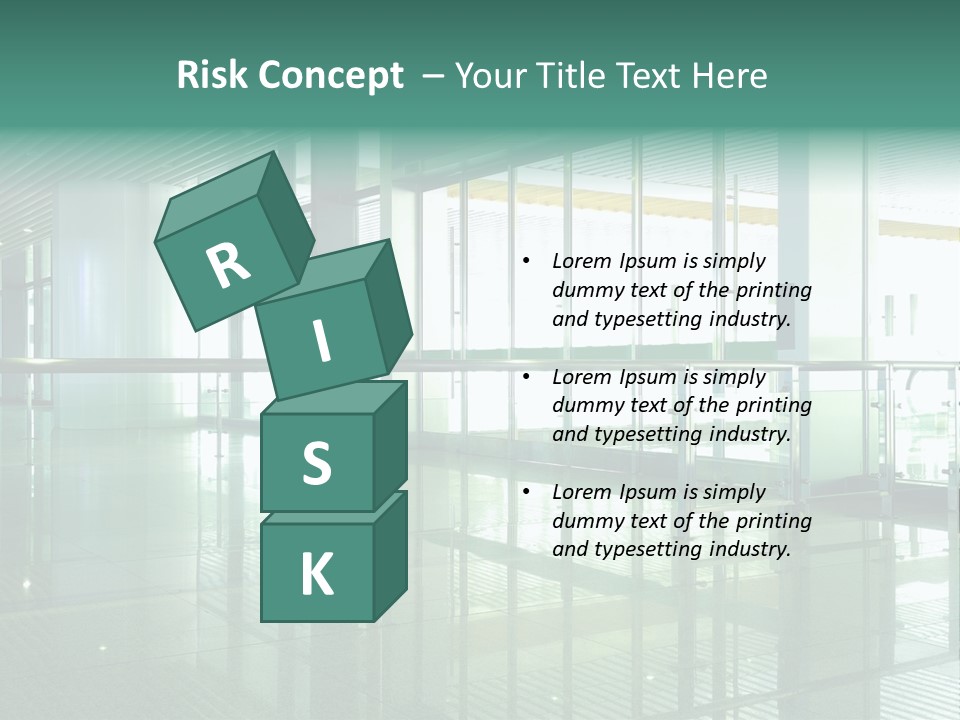 A Large Room With Glass Walls And A Metal Railing PowerPoint Template