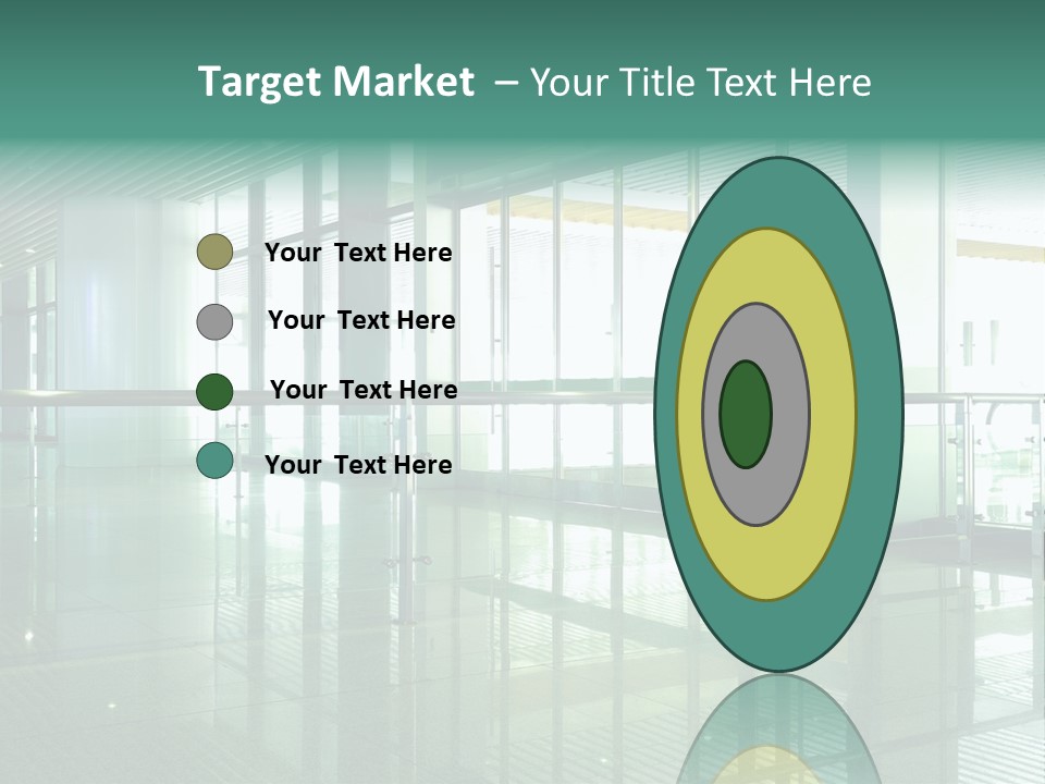 A Large Room With Glass Walls And A Metal Railing PowerPoint Template