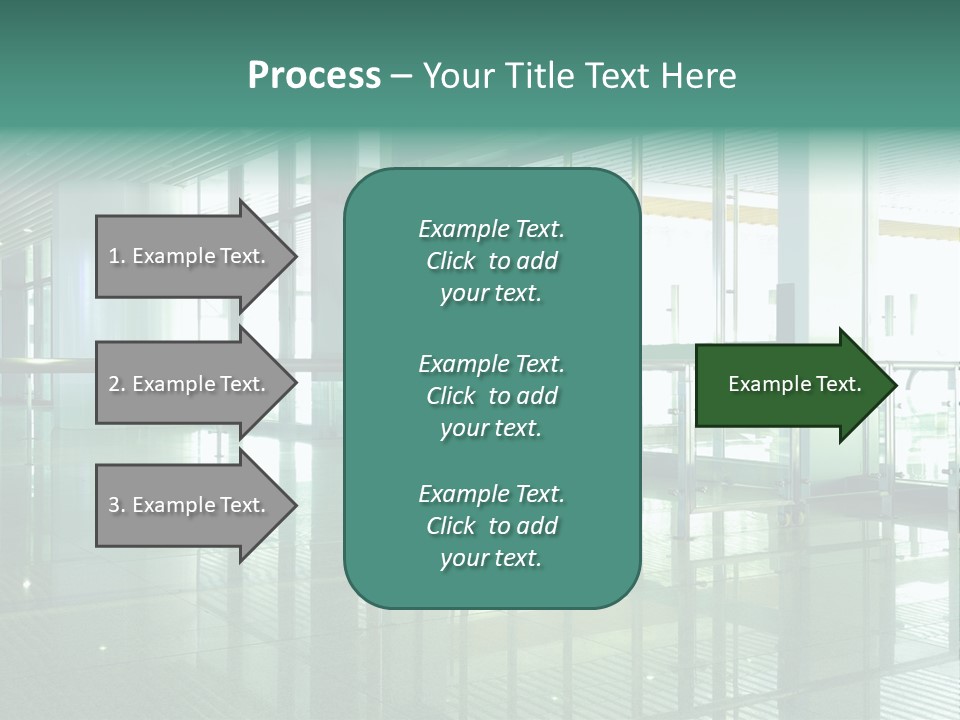 A Large Room With Glass Walls And A Metal Railing PowerPoint Template