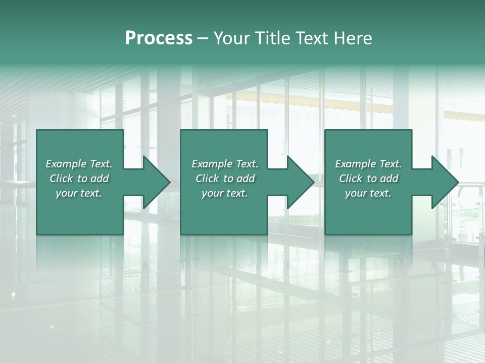 A Large Room With Glass Walls And A Metal Railing PowerPoint Template