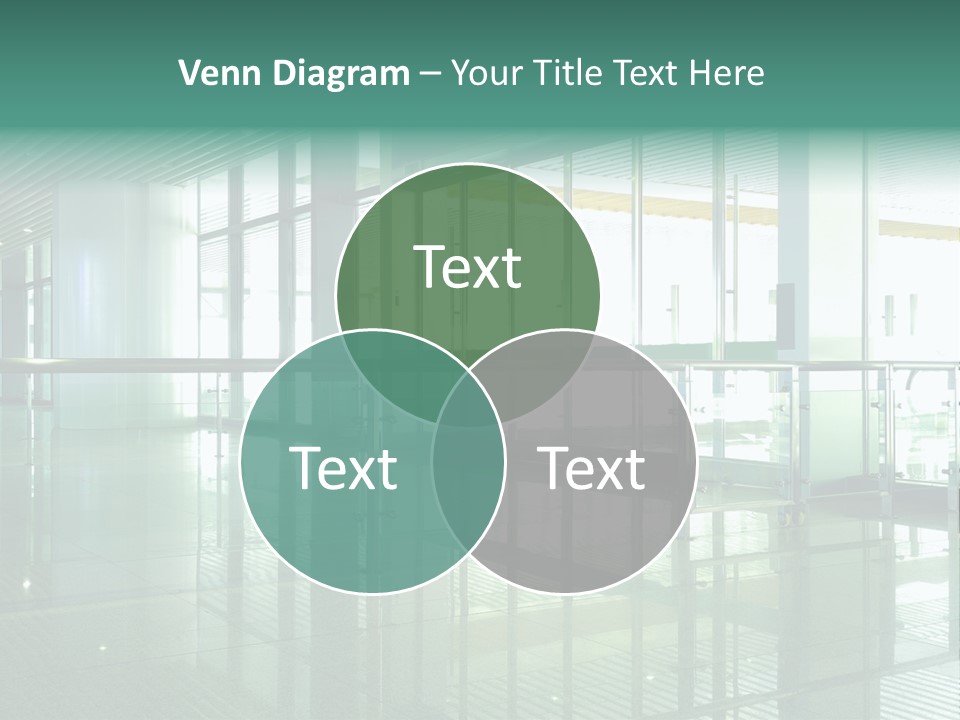 A Large Room With Glass Walls And A Metal Railing PowerPoint Template