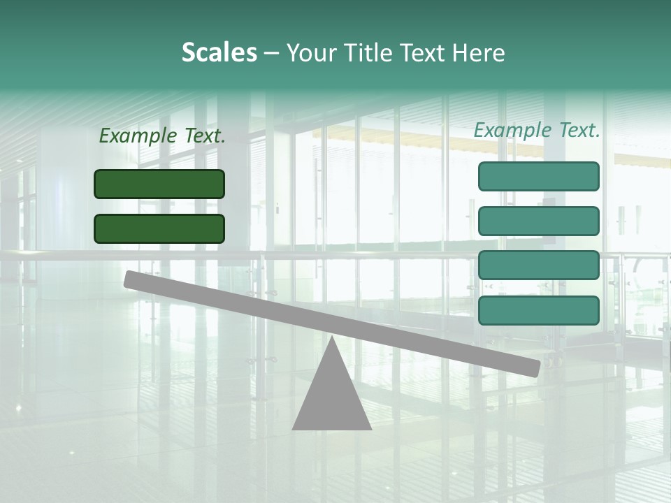 A Large Room With Glass Walls And A Metal Railing PowerPoint Template